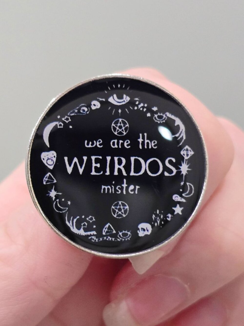 Artisan We Are The Weirdos Mister Craft Movie Cabochon Brooch Pin Goth Gift NWT
